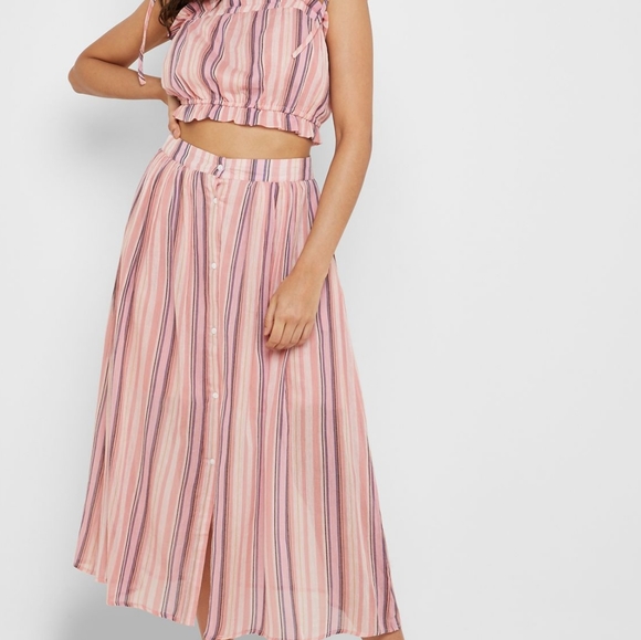 English Factory New pastel pink stripe skirt- SM - Picture 2 of 6